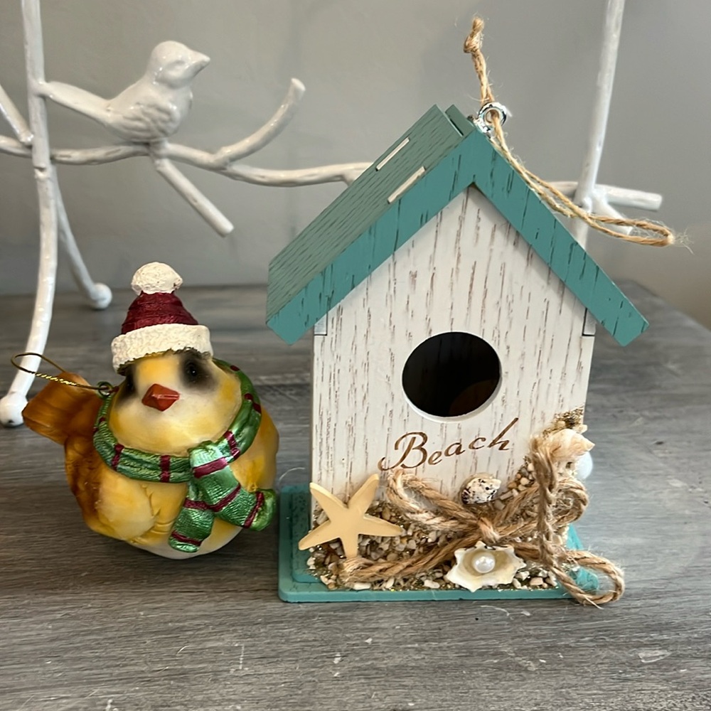Bird Inspired Holiday Ornaments Set of 2